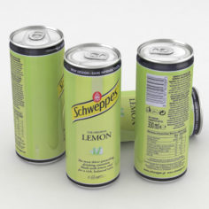 Beverage Can Schweppes Lemon 330ml Tall 3D Model
