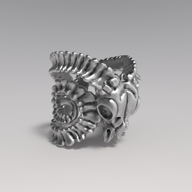 Goat Skull Ring 3D Model