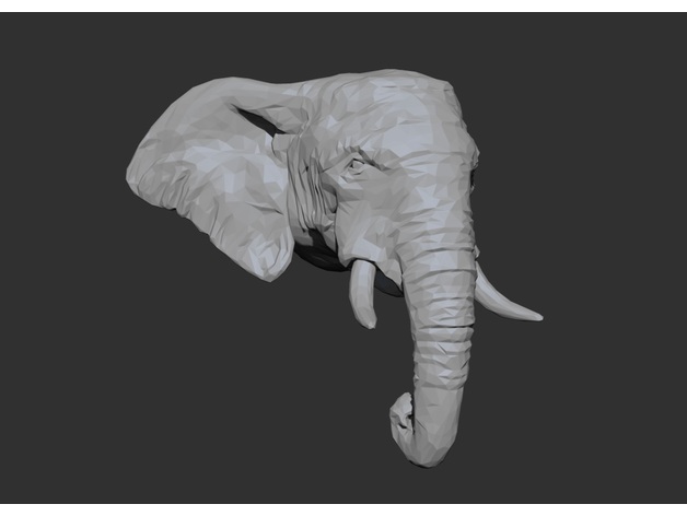 African Elephant Head – Low Poly 3D Print Model