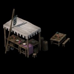 Small town shops – buns shop 3D Model