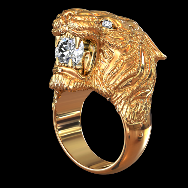 GOLD18K DIAMOND LION RING 3D Model