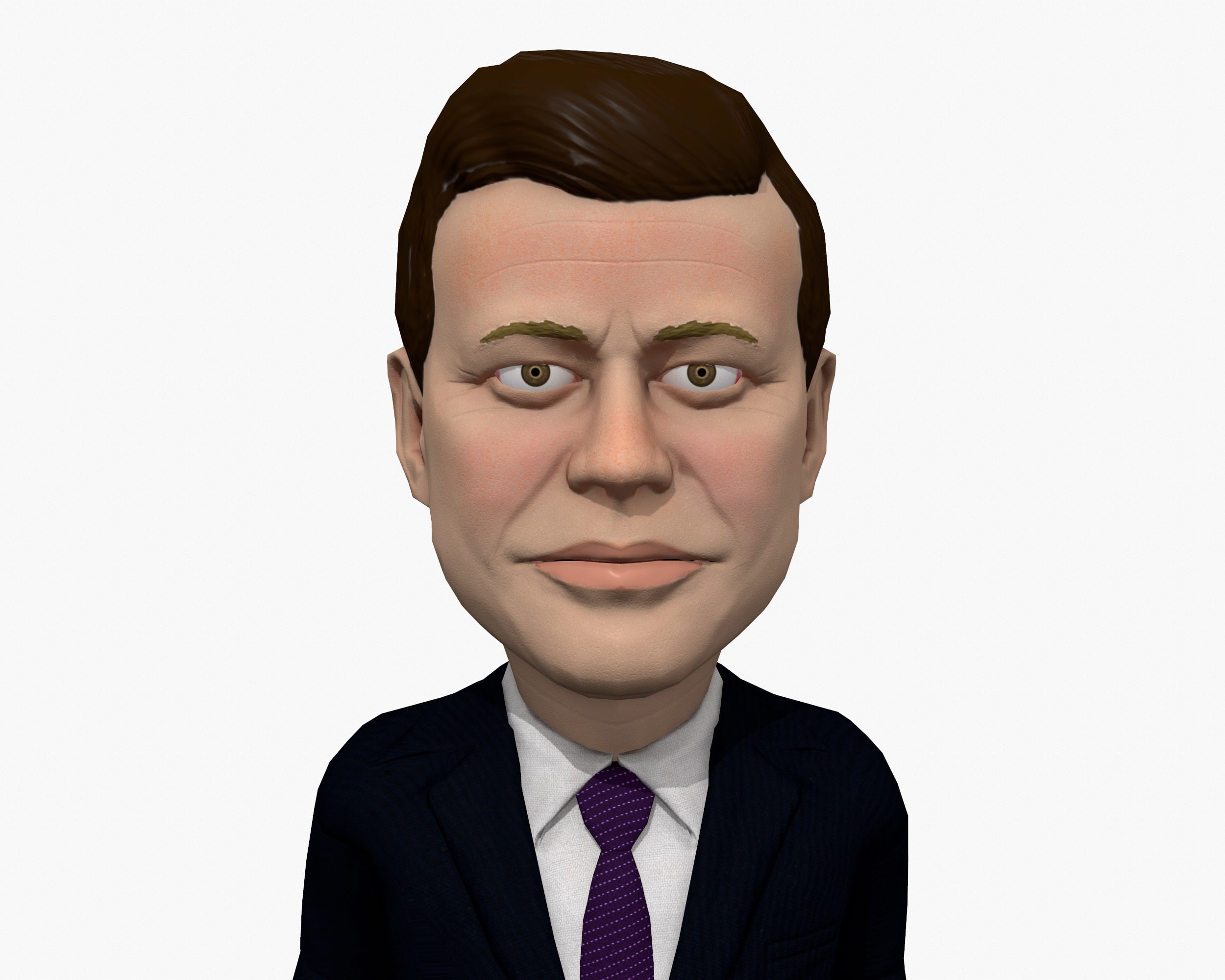 JFK low poly caricature rigged 3D Model