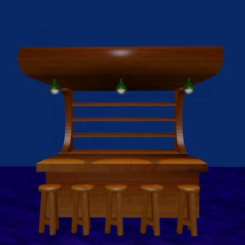 Wooden bar 3D Model