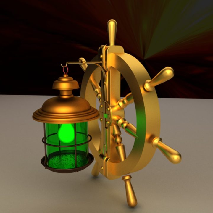 Ship steering wheel lamp 3D model 3D Model
