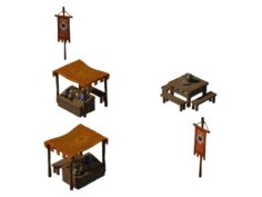 Small apricot village – field rest station herbal tea shop 3D Model