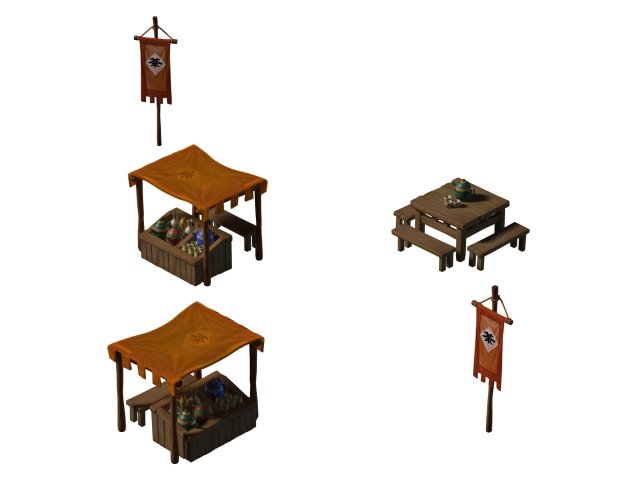 Small apricot village – field rest station herbal tea shop 3D Model