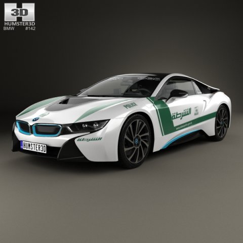BMW i8 Police Dubai 2015 3D Model