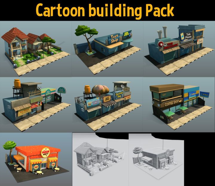 3D model Cartoon Building Pack(1) 3D Model