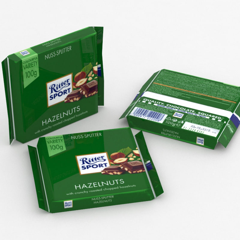 3D Ritter Sport Hazelnuts 3D Model
