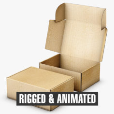 Cardboard Box FEFCO0427 Rigged 3D Model