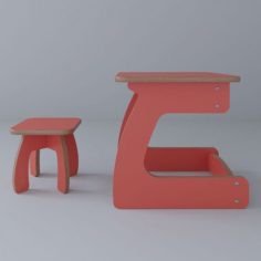 Vray Ready Study Chair with Table 3D Model