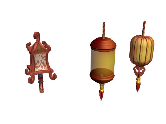 Ancient capital building – lanterns 02 3D Model