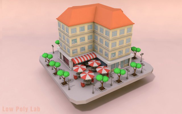 Cartoon City Rise Building Low Poly Free 3D Model
