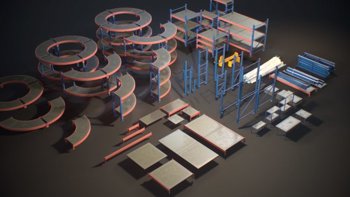 – Storage Rack Collection – Modular / Game ready by  3D Model