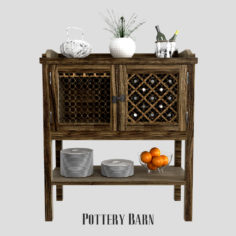 Pottery barn Georgia Bar Cabinet 3D model 3D Model