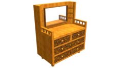 3D Dresser with Wood Texture Free 3D Model
