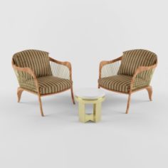Vray Ready Arm Chair With longue 3D Model