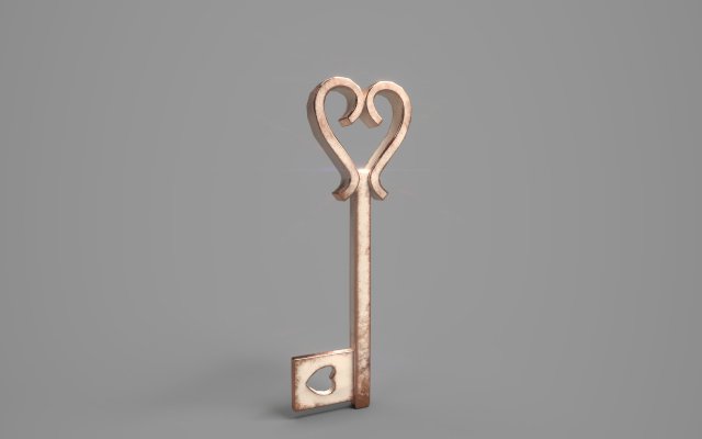 Copper Heart Key – PBR 3D Model