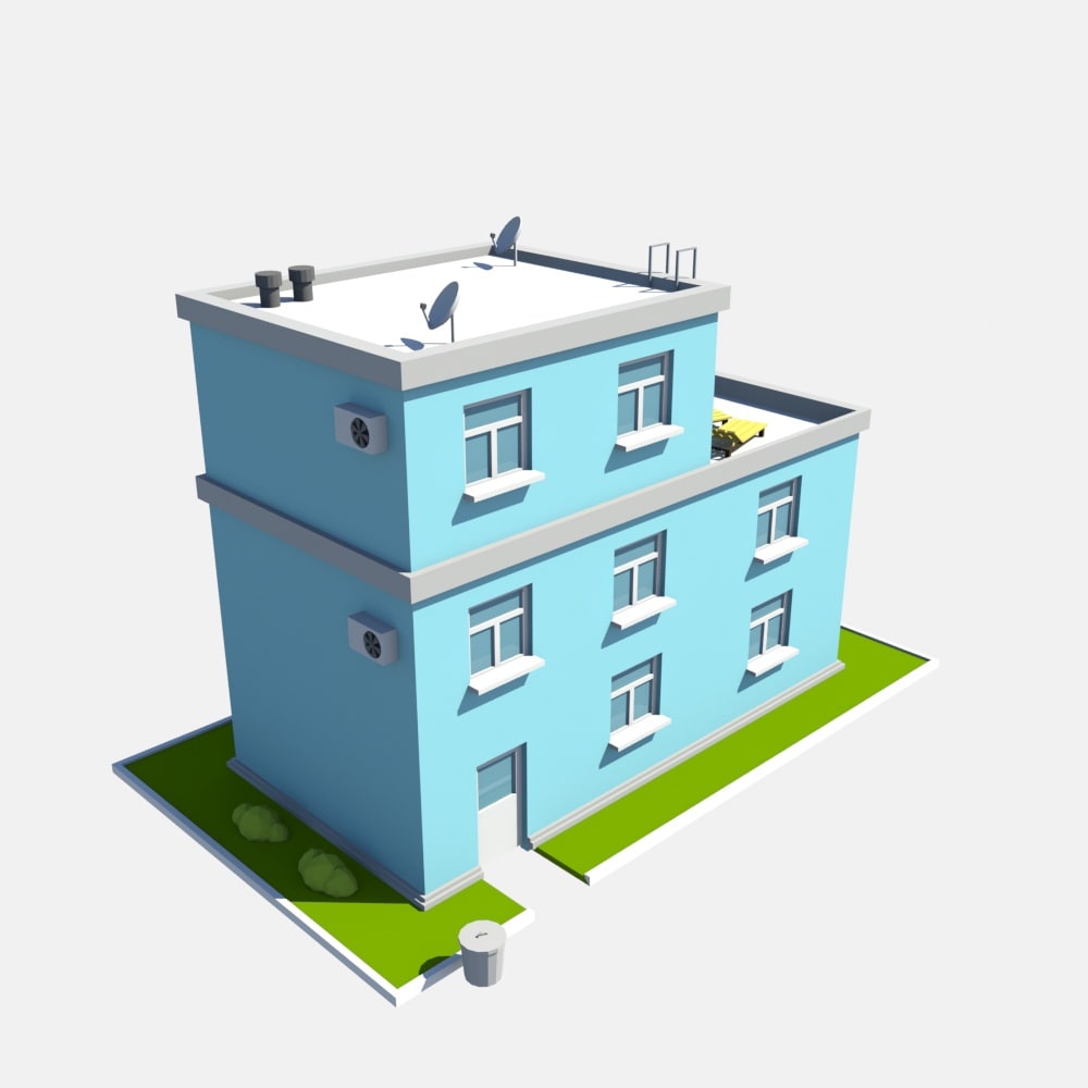 3D build blue model 3D Model