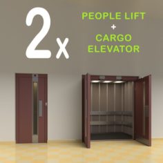 2x Lift Cargo Elevator 3D Model