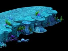 Cartoon submarine city – seabed cliff shape 02 3D Model