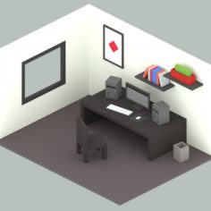 Workroom – Low-poly Isometric Design						 Free 3D Model