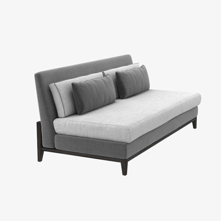 Custom made armless sofa with pillows 3D Model