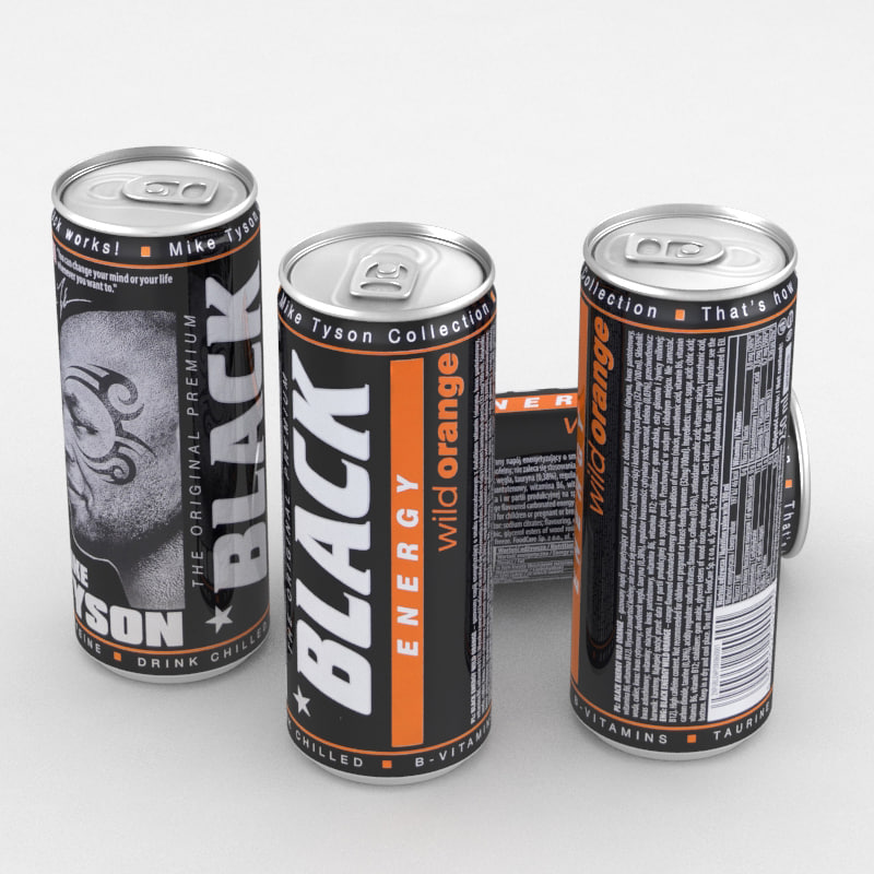 3D Beverage Can Black Energy Wild Orange 250ml model 3D Model