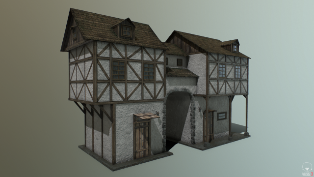 Medieval house B PBR 3D Model