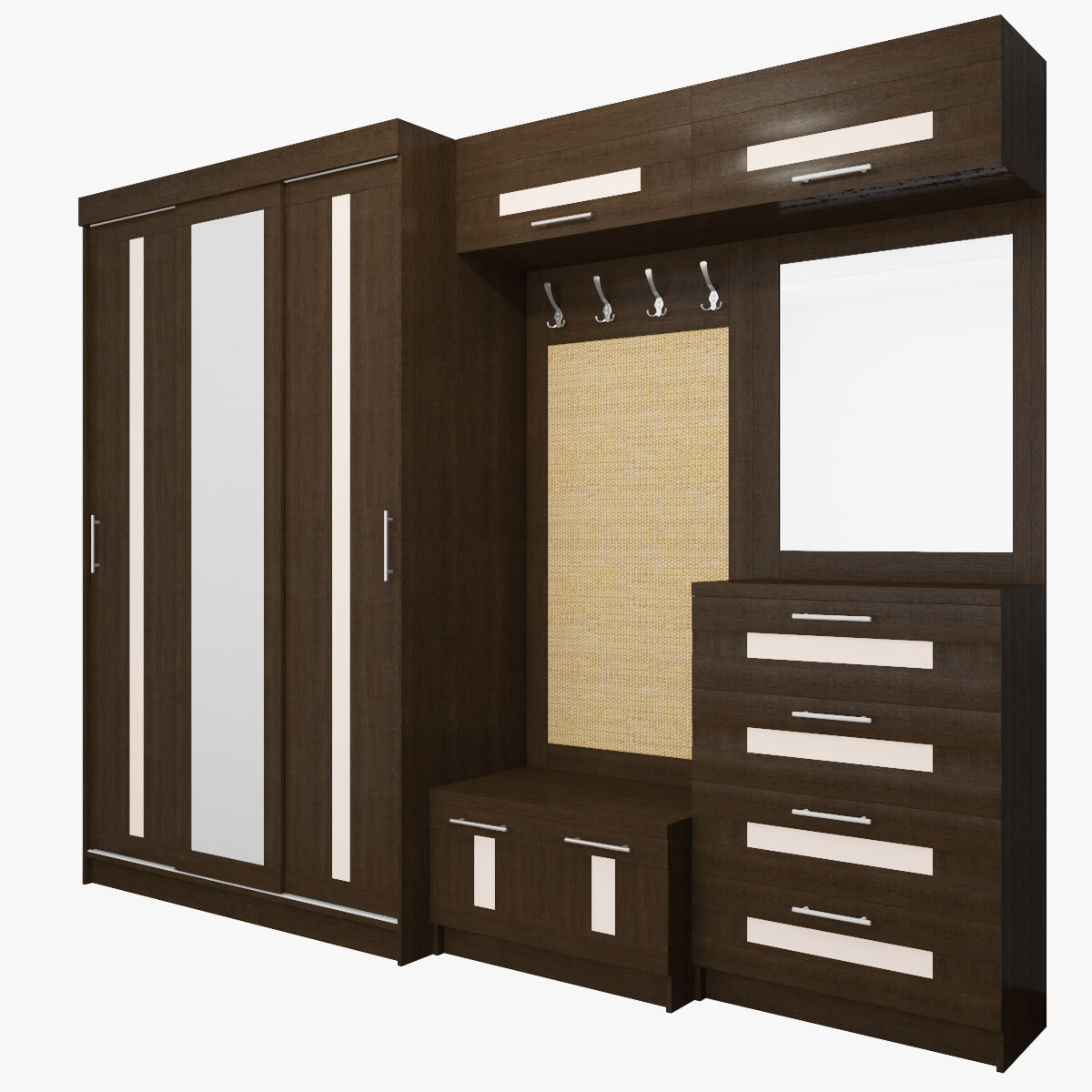 3D Wardrobe modular system Free 3D Model