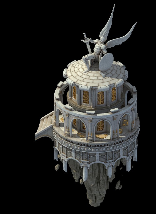 God of the country – white small turret 3D Model