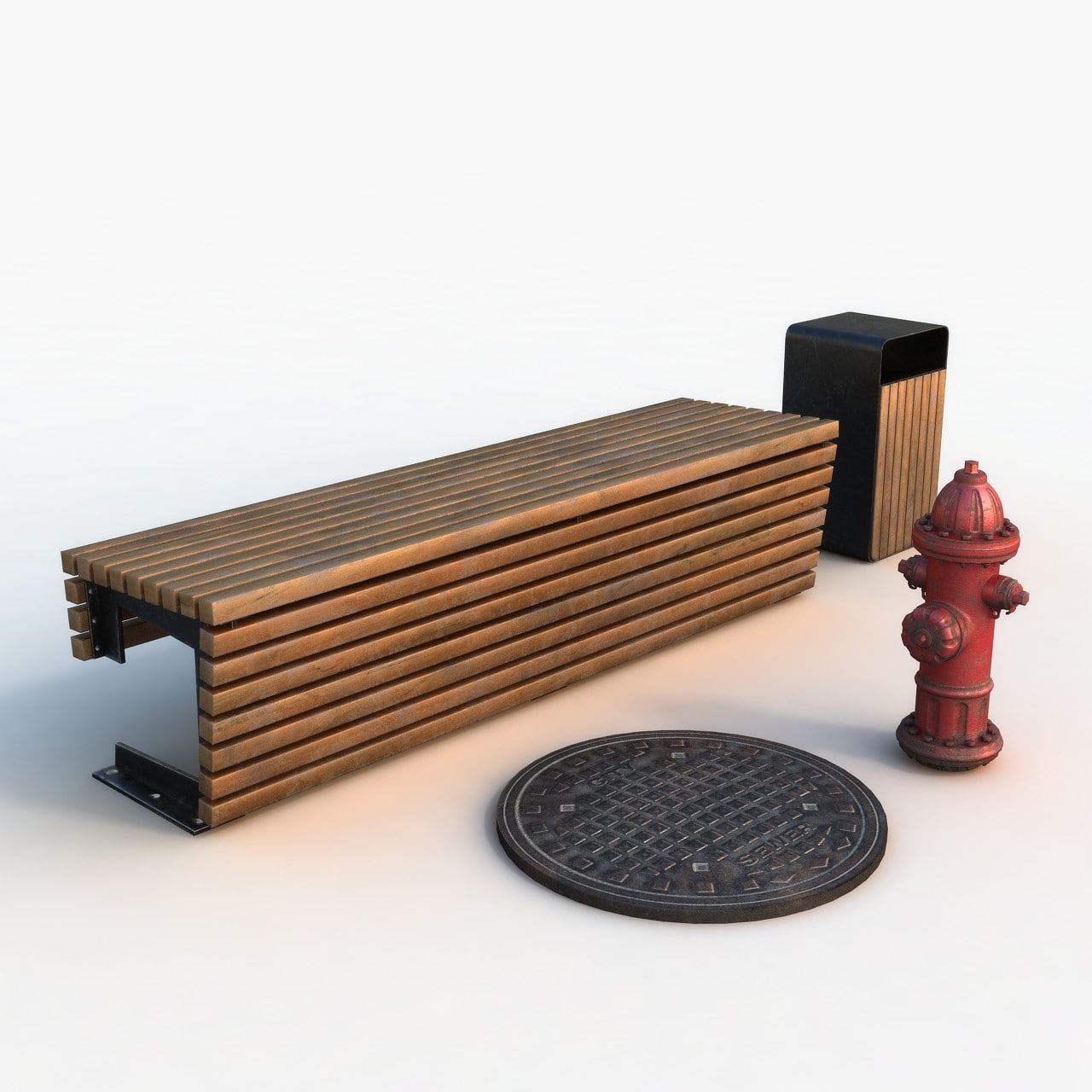 3D City elements set (game ready) 3D Model