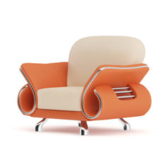 Orange Leather Armchair 3D Model