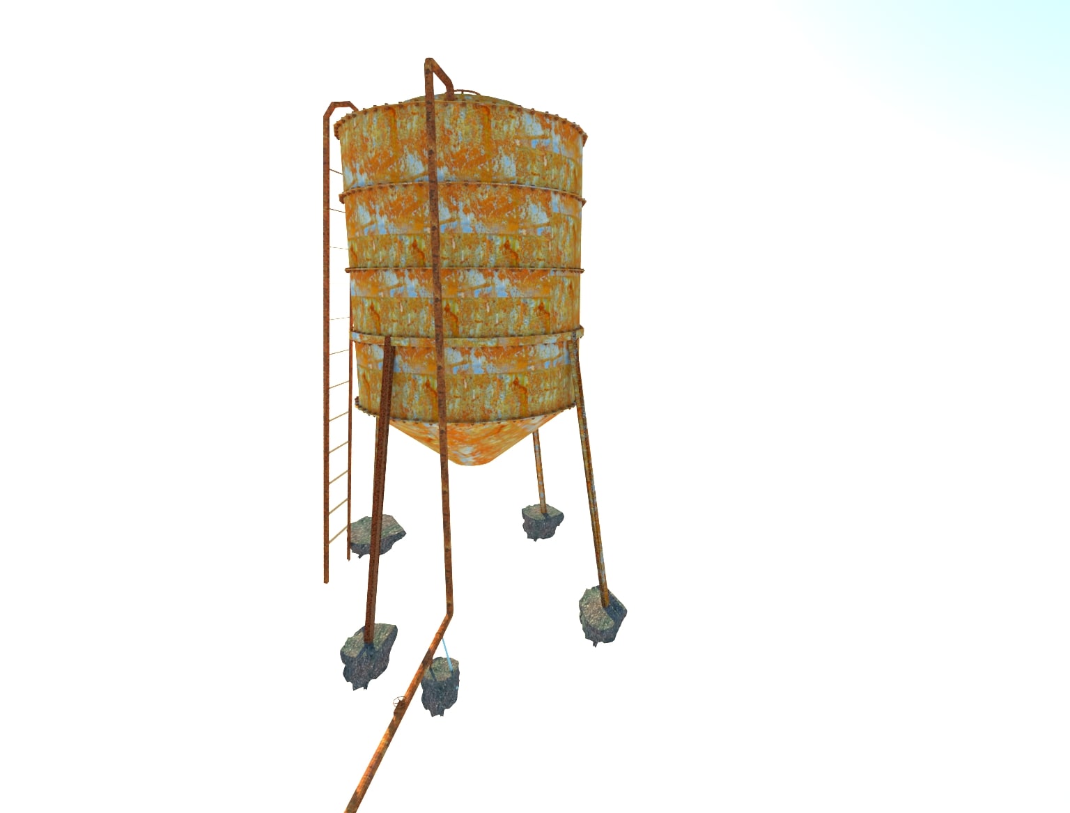 Barrel, water tower, decoration for games, concrete tower, barrel for concrete, rusty barrel, rusty metal, rusted cistern, cistern, cistern for games, rusty pipes, rusty staircase 3D Model