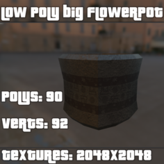 Low Poly Big FlowerPot 3D Model