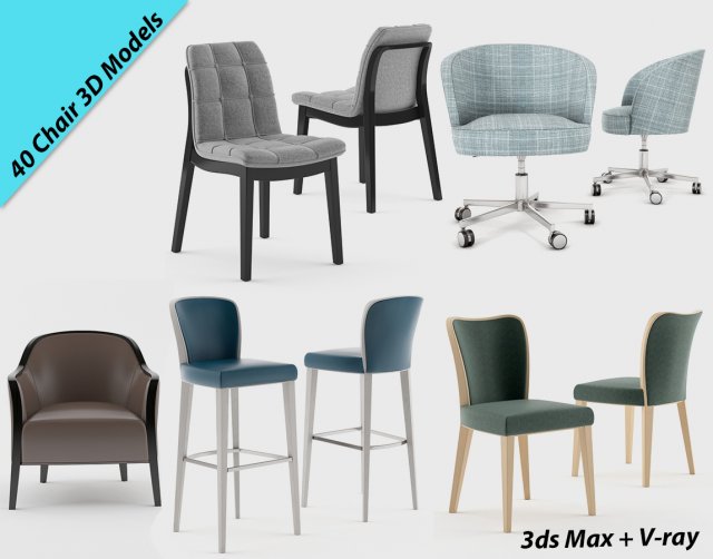 40 Chairs from Montbel 3D Model