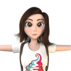 3D Cartoon Girl Character Sky 3D Model