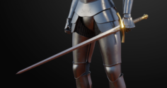 Dark Fantasy Templar Long Sword 3D Model
