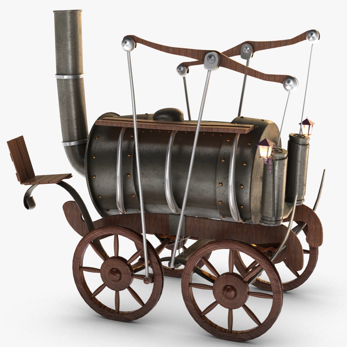 Old Steam Locomotive 3D Model