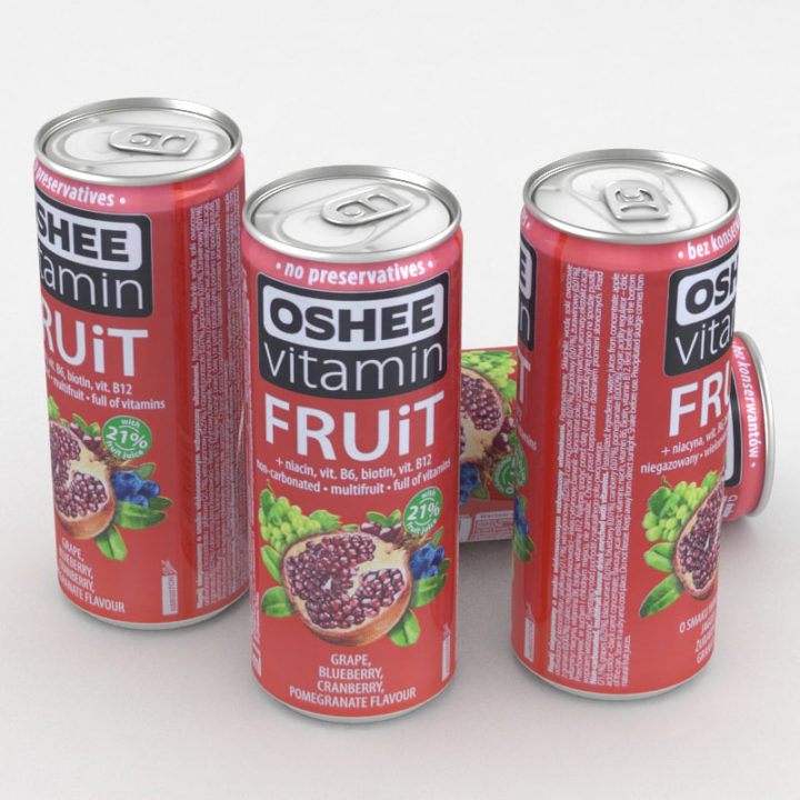Beverage Can Oshee Vitamin Fruit Red 330ml 3D Model