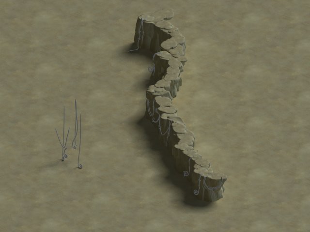 Cartoon forest – stone cliff connection 01 3D Model