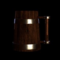 Wooden BeerCup Low Poly						 Free 3D Model