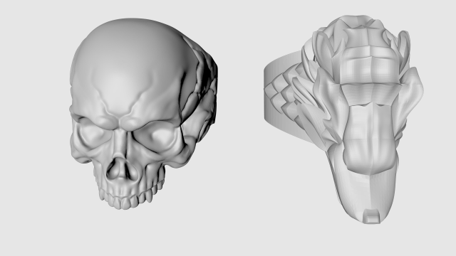 Ring of the skull and ring of the wolfs head 3D Model