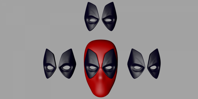 Spider-Man mask with shutter lenses and Deadpool Mask Four kinds of eyes 3D Model