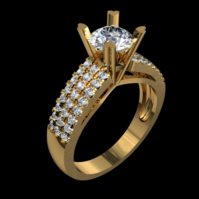 DIAMOND GOLD 18K RING 3D Model