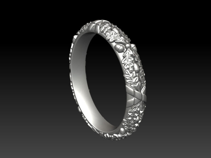 Oak Ornament Ring 3D Model