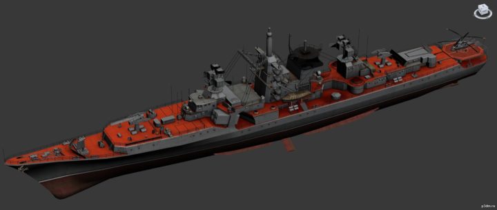 Kresta II-class cruiser 3D Model