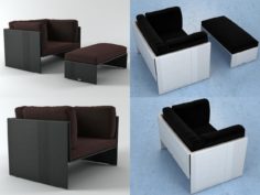 Slim Line Lounge Chair and Footstool 3D Model