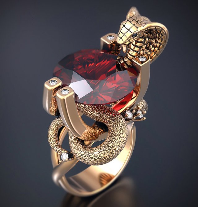 Cobra ring with ruby 3D Model