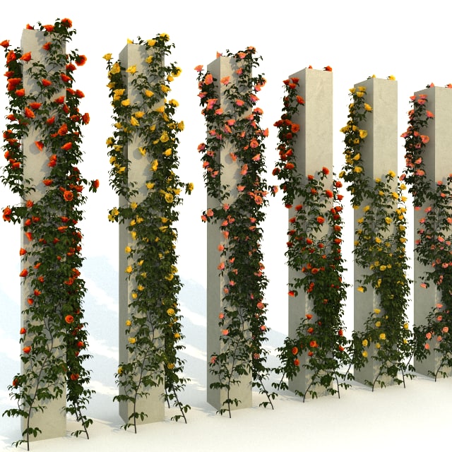 column with Roses 3D Model